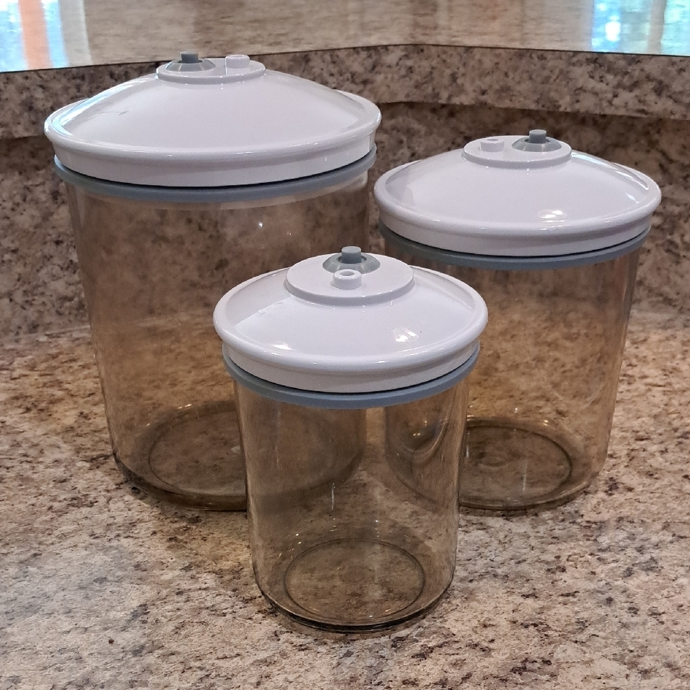 Food Saver Snail Vacuum Canister Set of 3 Smoke